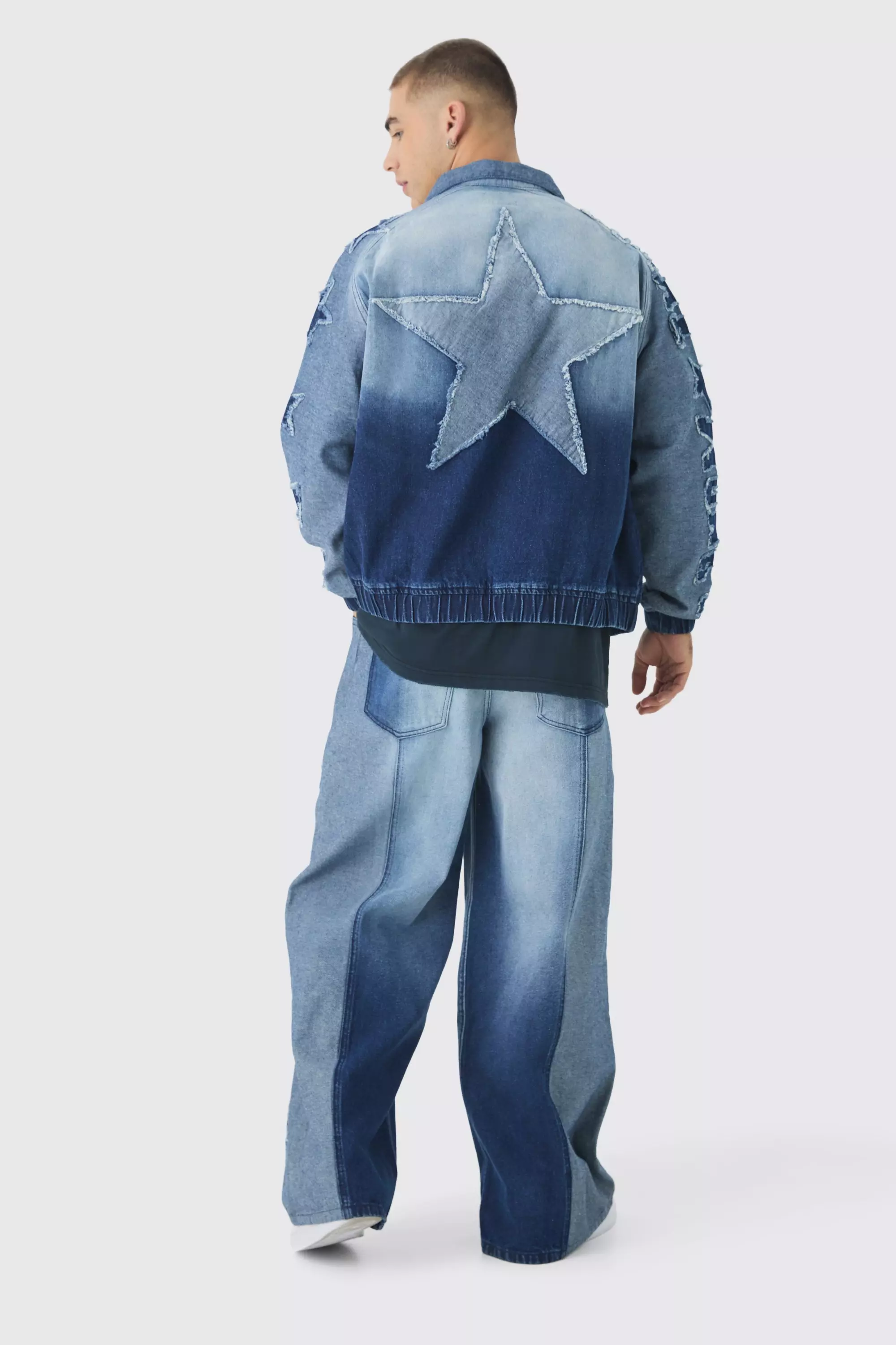 Oversized denim bomber jacket hotsell